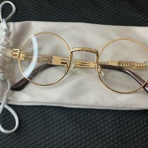 Circle Lens Gold Frame fashion glasses for men & women